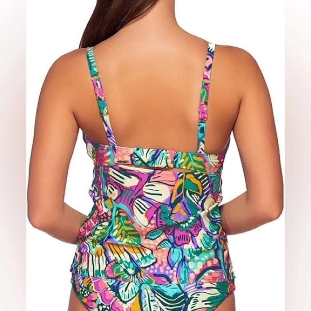 NWT Sunsets Lush Garden Maeve Tankini Colorful Floral Underwire Sz 36D 38C